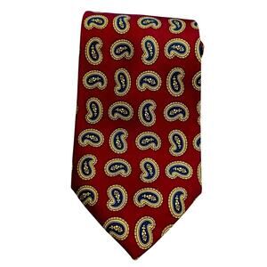 Gant Tie Paisley Patterned - Red and Gold 100% Silk EUC